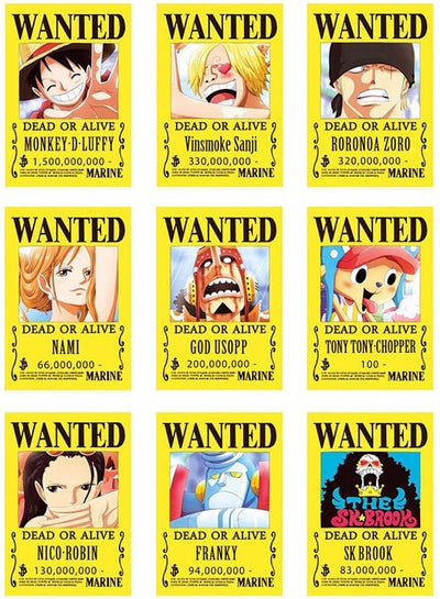 Buy 9-Piece Anime Wanted Poster Multicolour 14.3 x 21cm in UAE