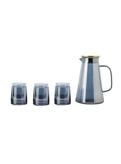 Buy 7-Piece Kettle And Glass Set Grey 8.5x7x7cm in Saudi Arabia