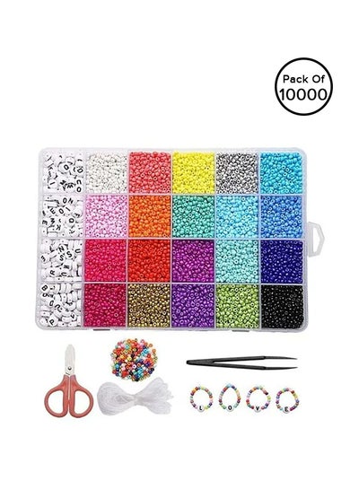 Buy 10000-Piece Small Colourful Gemstone Bracelet Beads With A-Z Alphabet Letter DIY Bead Making Kit With Rope 7.8 x 5.2 x 0.9inch in Saudi Arabia