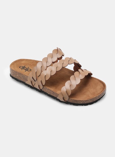 Buy Slip-On Flat Sandals Camel in UAE