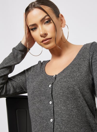 Buy Button Down Cardigan Grey in Saudi Arabia