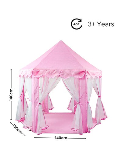 Buy Foldable Portable Stylish Unique Design Hexagonal Indoor Outdoor Princess Castle Play House Tent 140x135x140cm in Saudi Arabia