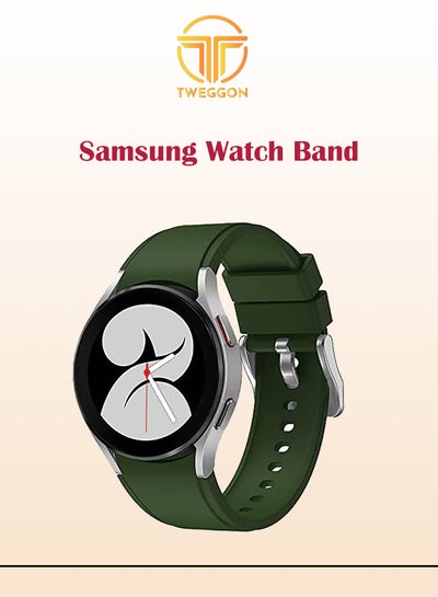 Buy Silicon Replacement Band For Samsung Galaxy Watch 4/4 Classic (fit to all) Army Green in UAE