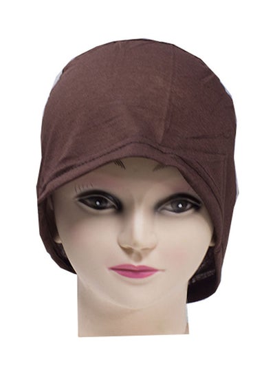 Buy Solid Pattern Bonnet Cap Brown in Saudi Arabia