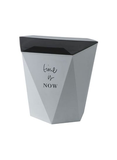 Buy Time Is Now Printed Garbage Bin Grey/Black 28.5x28.5x17.5cm in UAE