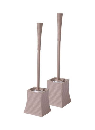 Buy 2-Piece Toilet Brush Set Brown 9.5x43cm in UAE