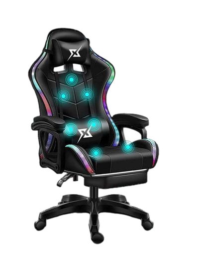 اشتري LED Light Gaming Chair With Bluetooth Speaker, Lumbar Support & Adjustable Back Bench أسود في الامارات