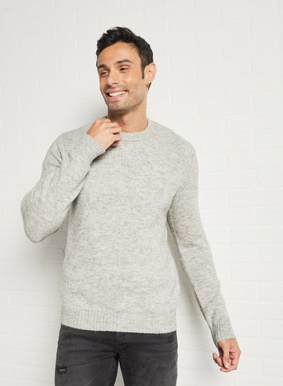 Buy Crew Neck Sweater Grey in Saudi Arabia