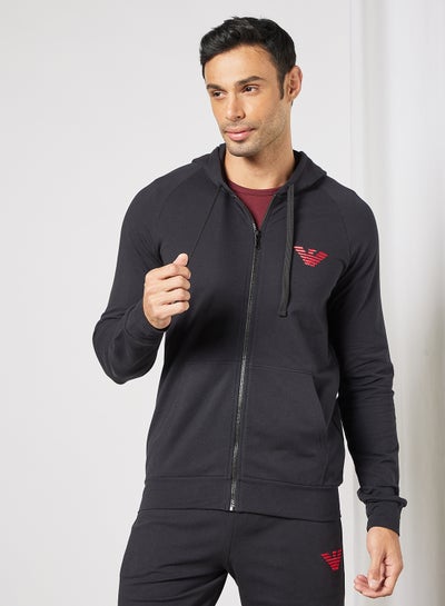 Buy Logo Hooded Jacket Black in UAE