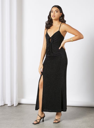 Buy Keryn Ruched Glitter Dress Black in UAE