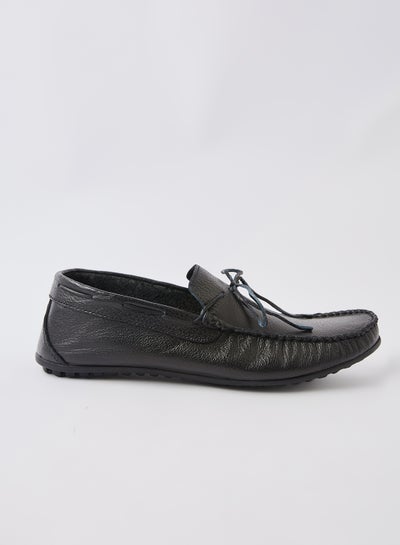 Buy Leather Lace Up Loafers Black in Egypt