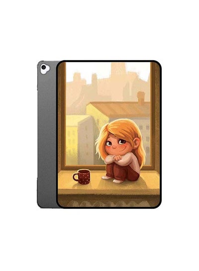 اشتري Protective Flip Case Cover For Apple iPad 9 Cute Girl Having Coffee متعدد الألوان في الامارات