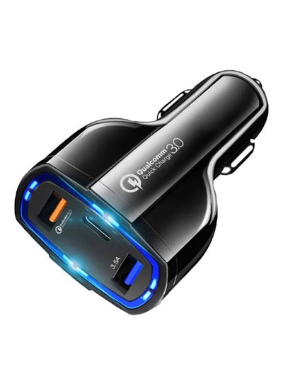 Buy Car Charger Fast With 2-Usb Port And Type-C Port Black in Saudi Arabia