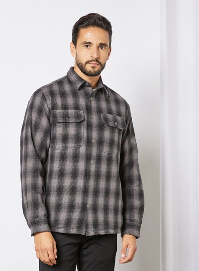 Buy Checkered Overshirt Grey in UAE