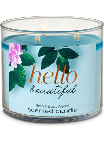 Buy Hello Beautiful 3-Wick Candle Blue in UAE