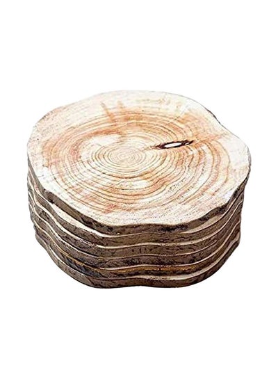 Buy 6-Piece Wooden Non-Slip Table Coaster Brown 10x10x1cm in UAE