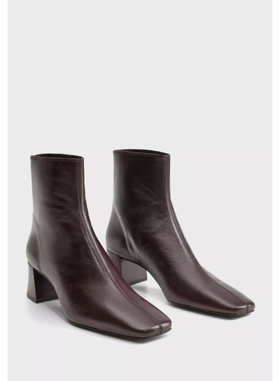 dark brown heeled ankle boots