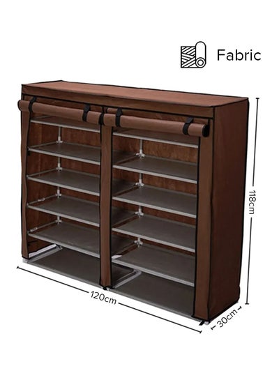 Buy 12-Layer Rectangle Shoe Rack Brown/Grey/Black 120x30x118cm in Saudi Arabia