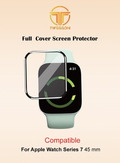 Buy Full Cover Screen Protector 3pcs  For Apple Watch Series 8 & 7 45mm Black/Clear in UAE