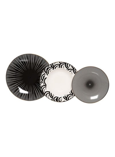 Buy 18-Piece Dinner Set White/Black 10.5inch in Saudi Arabia