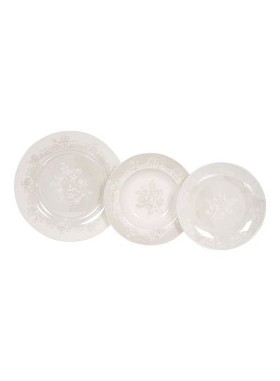 اشتري 18-Piece Porcelain Rosa Pearl Dinner Set White/Grey 10.5inch في السعودية