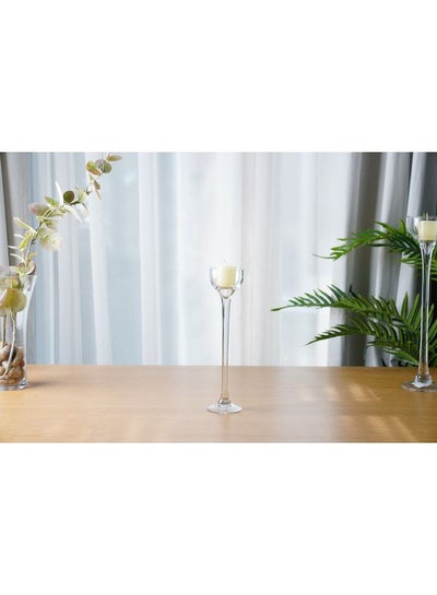 Buy Martin Glass Candle Holder Clear 8X8X30cm in UAE