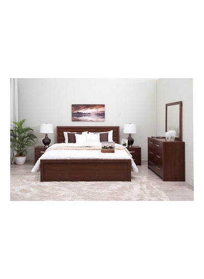 اشتري 5-Piece Angle Bedroom Set Includes 2xNight Stand 58x43x50cm, 1xDresser 122x42x82cm, 1xMirror 96x3x86cm, 1xBed Multicolor 180x200cm في الامارات