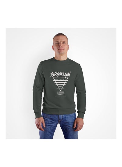 Buy Casual Printed Long Sleeve Round Neck Pullover Dark Green in Egypt