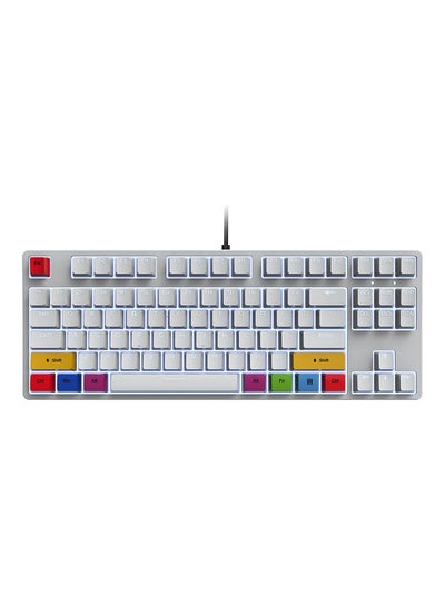 اشتري لوحة مفاتيح ميكانيكية سلكية ب 87 مفتاحا أبيض/ أصفر/ أحمر في السعودية