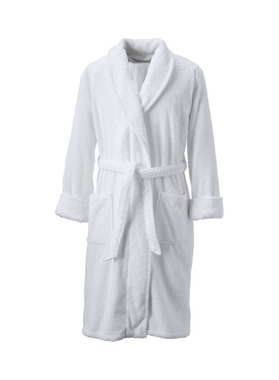 Buy Super Soft Turkish Terry Cotton Bathrobe White Free SizeNone in UAE