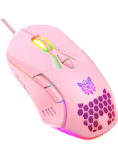 Buy CW902 Wired Computer/Laptop Gaming RGB Glowing Mouse Pink in Saudi Arabia