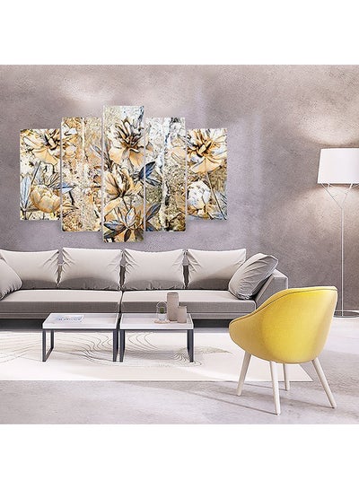 Buy 5 Piece Wooden Frameless Decorative Wall Painting Multicolour 100x60cm in Saudi Arabia