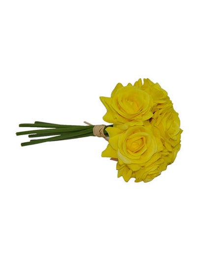 Buy Bundle Of Artificial Flowers Yellow Damask Rose 7centimeter in UAE