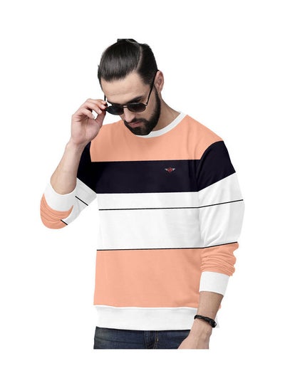 Buy Everyday Fleece Sweatshirt Peach/Black/White in Saudi Arabia