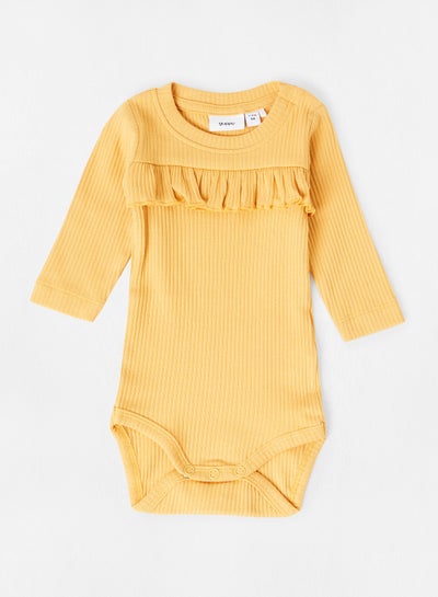 Buy Baby Ruffle Detail Bodysuit Yellow in UAE