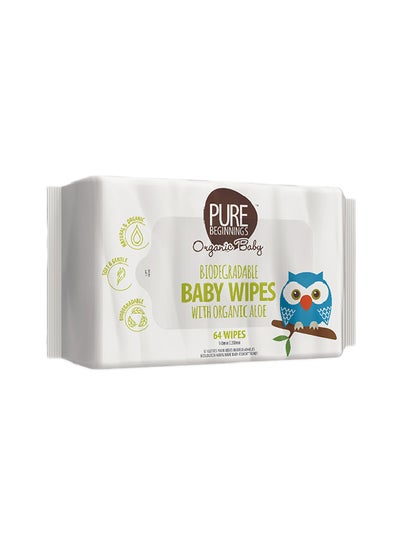 Buy Biodegradable Baby Wipes With Aloe 64 Count in UAE