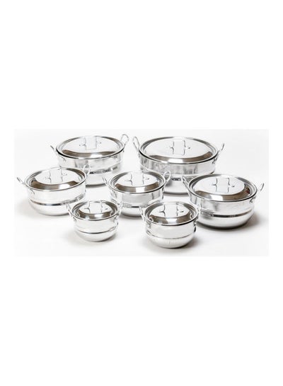 Buy 7-Piece Cookware Pot Heavy Silver 28cm in Saudi Arabia