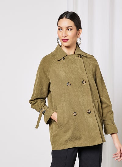 Buy Double Breasted Jacket Green in Saudi Arabia