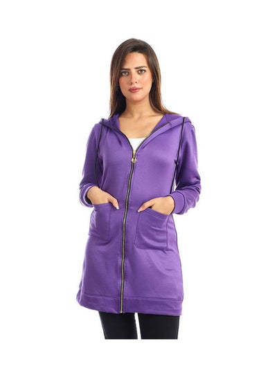 Buy Casual Plain Basic Hooded Neck  Sweatshirt Purple in Egypt