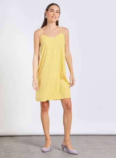 Buy Women'S Casual Midi Straps Dress Yellow in Saudi Arabia