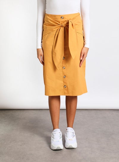 Buy Front button A-Line skirt Mustard in UAE