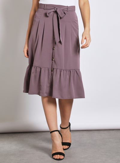 Buy Front button A-Line skirt Purple in UAE