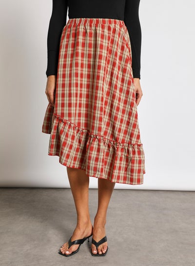 Buy High waist plaid print skirt Multicolor in Saudi Arabia