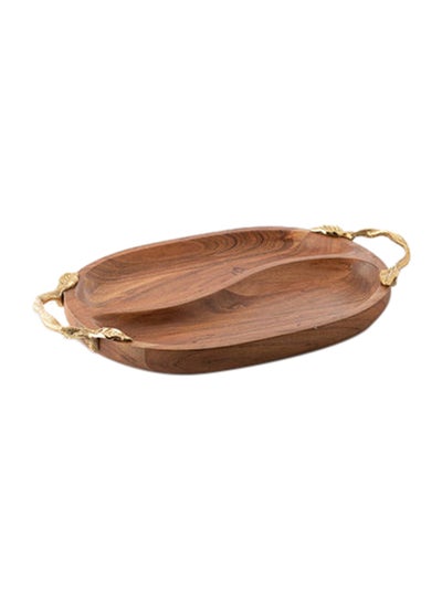 Buy Serving Plate Brown/Gold 41x32x3cm in Saudi Arabia