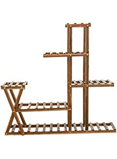 Buy Wooden Made Anticorrosive Multifunctional Flower Stand Brown 95x95x25cm in Saudi Arabia