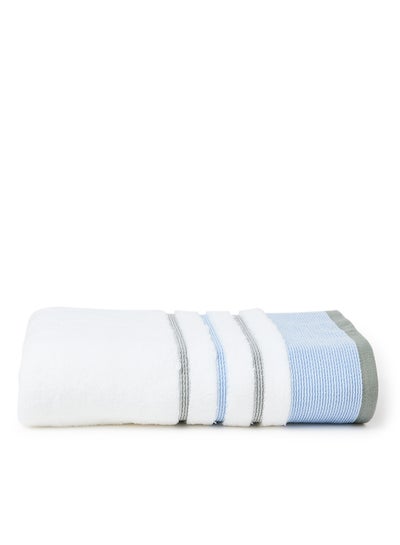 Buy Cozy Style Zero Twist Bath Towel White/Blue 70x140cm in UAE