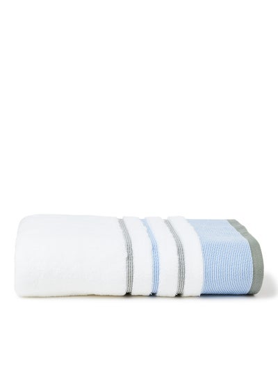 Buy Cozy Style Zero Twist Bath Towel White/Blue 80x160cm in UAE