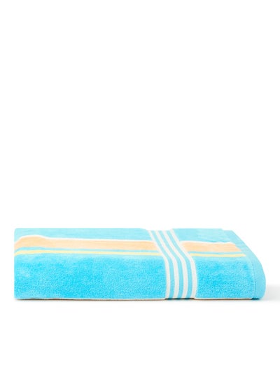 Buy Yarn Dyed Multi Color Stripe Bath Towel Sky Blue 80x160cm in UAE
