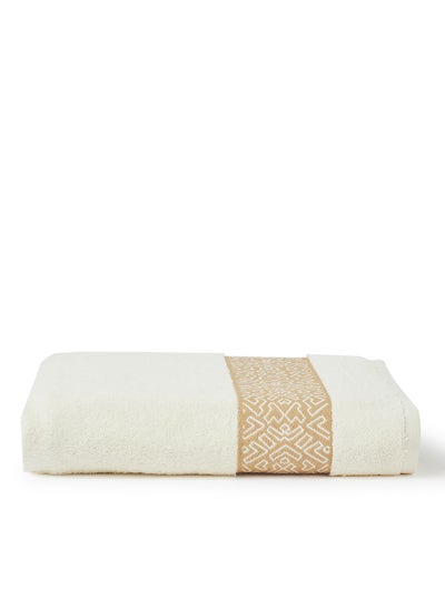 اشتري Terry Bath Towel With Fancy Jacquard Border Cream 80x160cm في الامارات