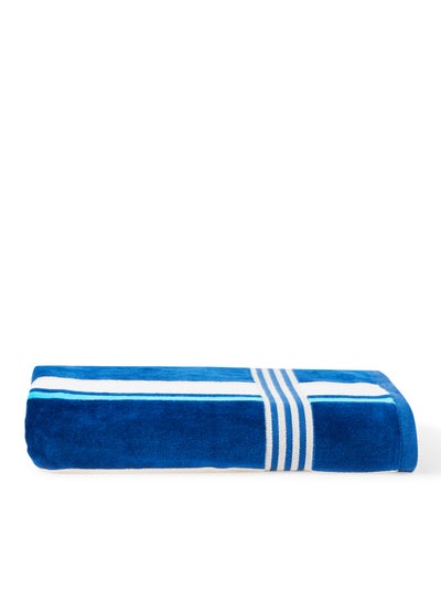 Buy Yarn Dyed Multi Color Stripe Towel Blue 80x160cm in UAE